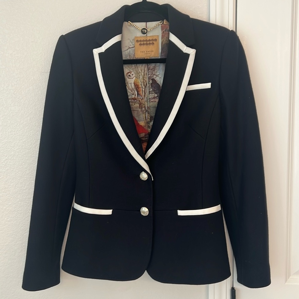 Navy Blazer with White Trim